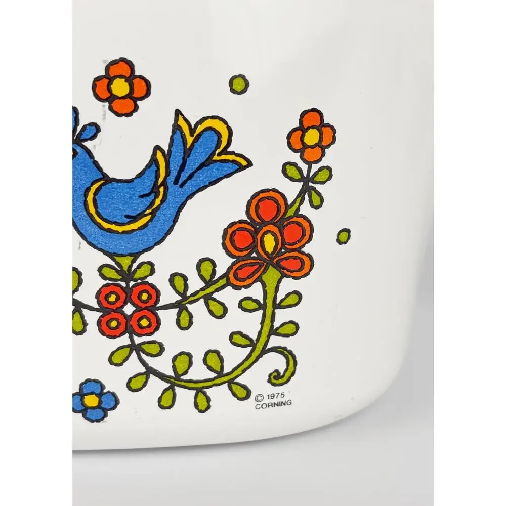 Corning Ware Country Festival 3 Qt Casserole Vintage 1975 Blue Bird